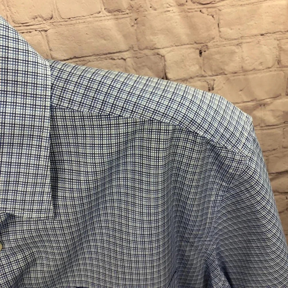 alan flusser short sleeve plaid button down shirt size large preppy office - Picture 2 of 4